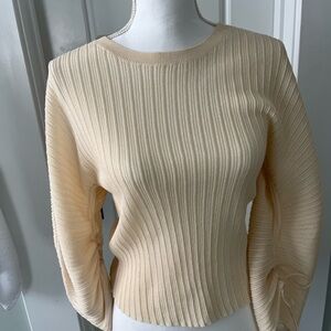 Mango Beige Ribbed Knit Top